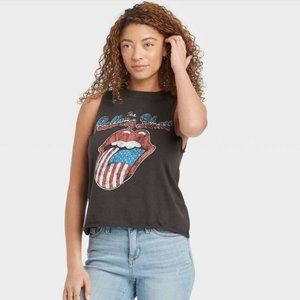 Target The Rolling Stones American Flag Logo Graphic Cropped Tank Top